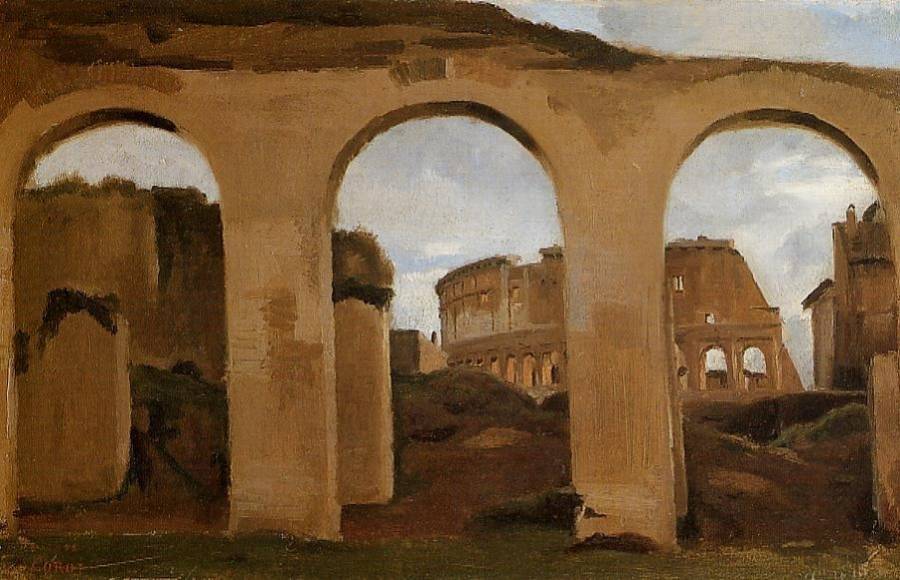 Corot Jean-Baptiste Camille - Rome - Le Colisee vu a travers les arches de la basilique de.jpg